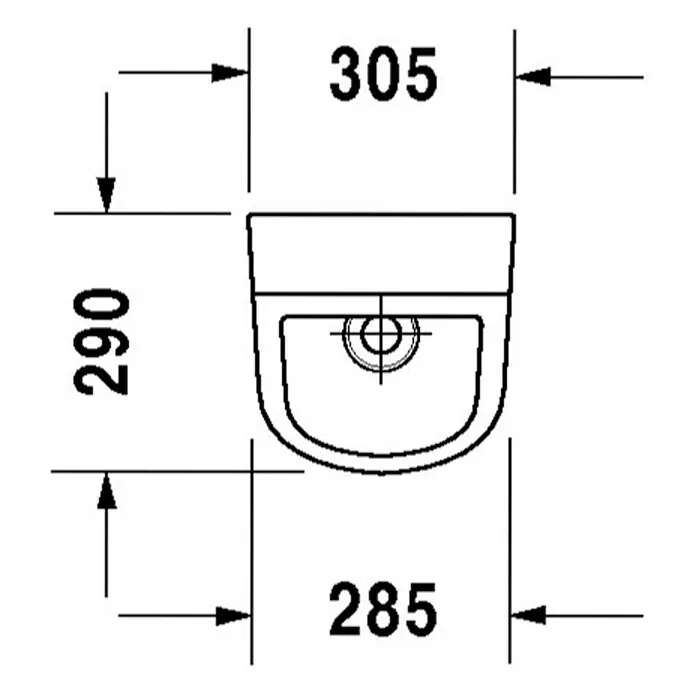 Duravit D-Code Urinal - Mit antibakterieller Glasur, Zulauf: Hinten, Absaugspülung, Farbe: Weiß, Ohne Zielobjekt - Skizze