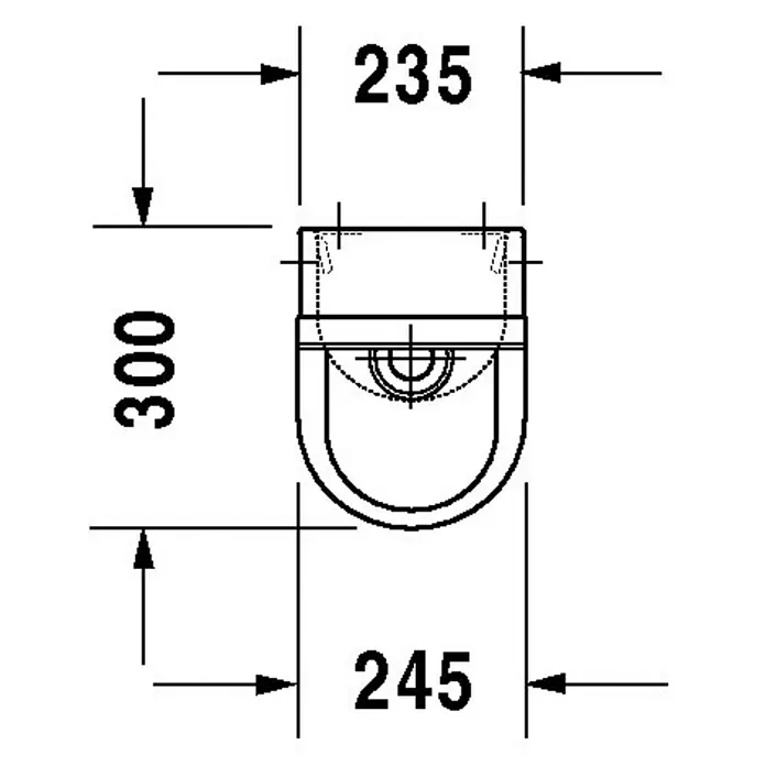 Duravit Starck 3 Urinal - Ohne Spülrand, Mit antibakterieller Glasur, Zulauf: Hinten, Absaugspülung, Weiß, Ohne Zielobjekt - Skizze