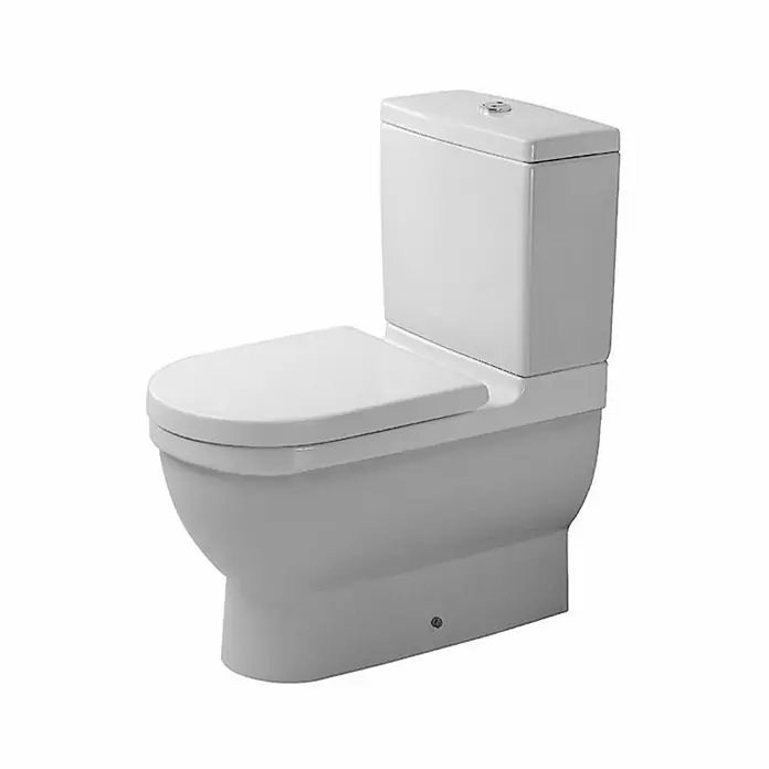 Duravit Starck 3 Stand-WC-Kombination Typ 1 - Mit Spülrand, Mit schmutzabweisender Glasur, Spülform: Tief, WC Abgang: Waagerecht, Weiß - Vorderansicht