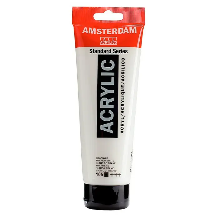 Talens Amsterdam Pintura acrílica Standard - Blanco titanio, 250 ml, Tubo, Brillante