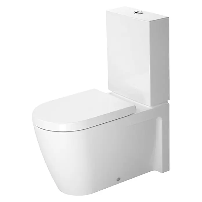 Duravit Starck 2 Stand-WC-Kombination Typ 2 - Mit Spülrand, Ohne Spezialglasur, Spülform: Tief, WC Abgang: Waagerecht, Weiß