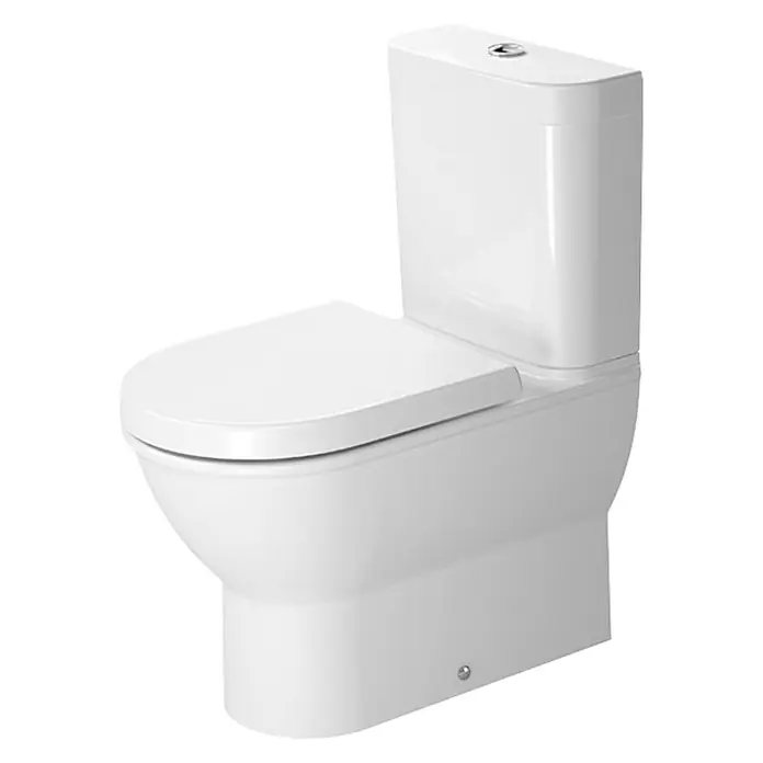 Duravit Darling New Stand-WC-Kombination - Mit Spülrand, Ohne Spezialglasur, Spülform: Tief, WC Abgang: Senkrecht, Weiß - Vorderansicht