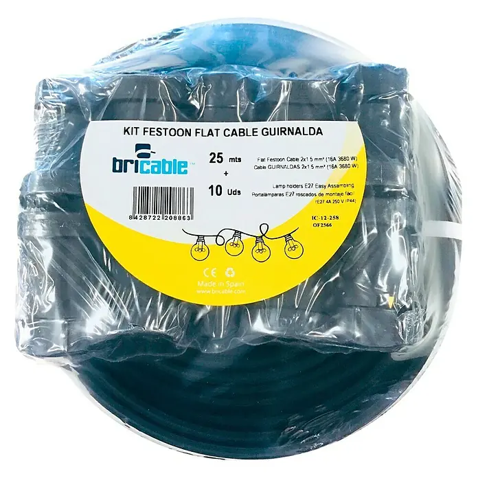 Bricable Cable para guirnalda - Largo: 25 m, Negro