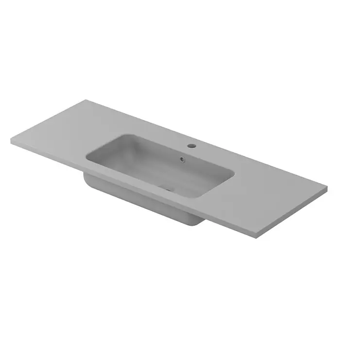 Lavabo Zeppelin mate - 120,5 x 45,5 cm, Orificios para grifo: Medio, Con desbordamiento, Gris
