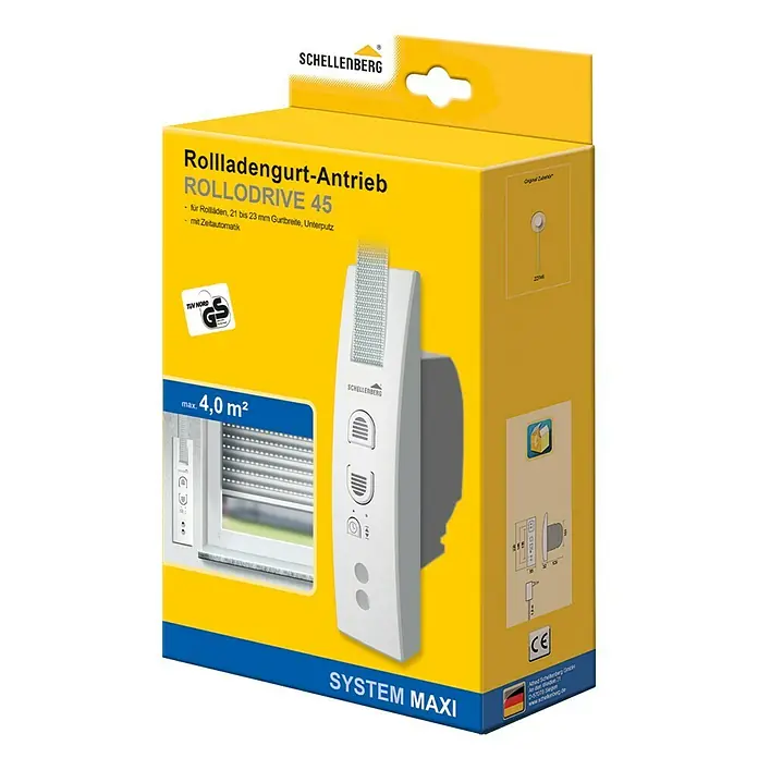 Schellenberg Rollladen-Gurtwickler Rollo Drive 45 - Unterputz, Gurtbreite: 23 mm, Lochabstand: 135 mm - 165 mm
