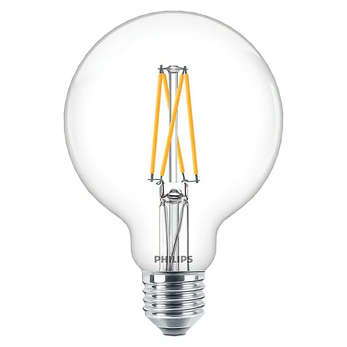 Philips Bombilla LED Vintage - 8 W, E27, Color de luz: Blanco cálido, Intensidad regulable, Globo