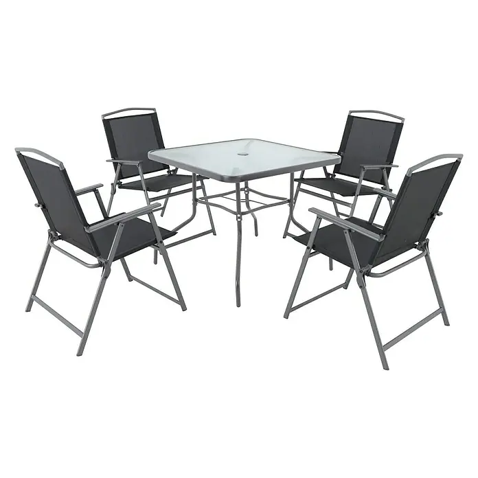 Sunfun Gartenmöbel-Set - 5 -tlg., Glas/Textilen, Stahl, Anthrazit