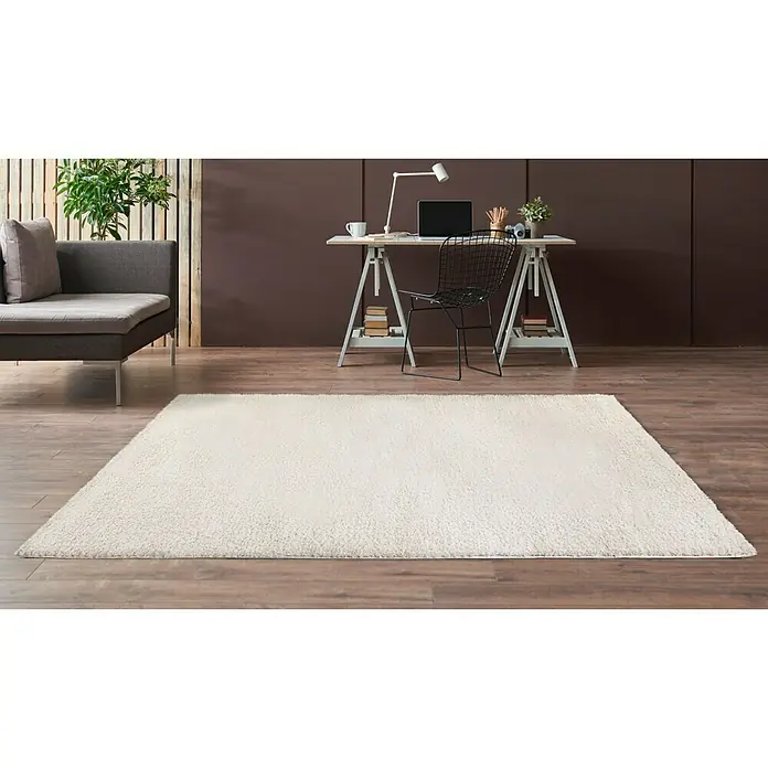 Alfombra Málaga Goldy - Blanco, 170 x 120 cm, 100% poliéster microfibra