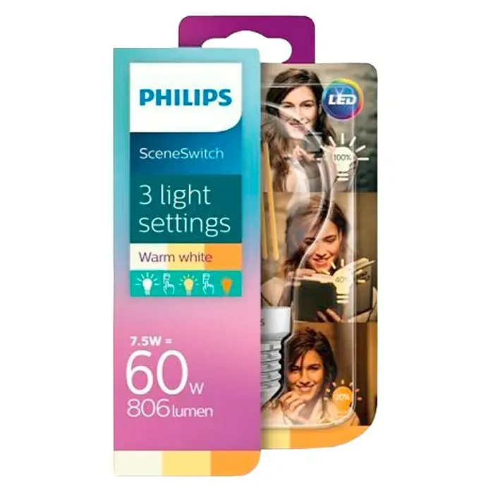 Philips Bombilla LED Vintage - 7,5 W, E27, Color de luz: Blanco cálido, No regulable, Redonda