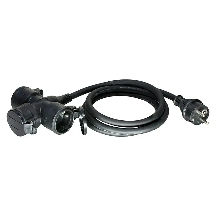 Voltomat Gumeni produžni kabel - 0,5 m, Crne boje, H07RN-F3G1,5 - Pogled sprijeda