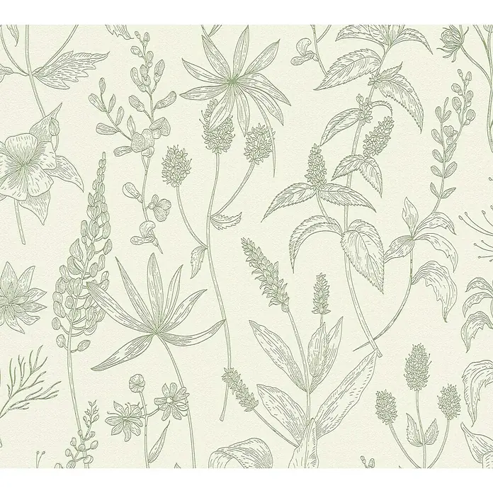 AS Creation Trendwall Vliestapete Blütengräser - Beige/Grün, Floral, 10,05 x 0,53 m - Detailaufnahme
