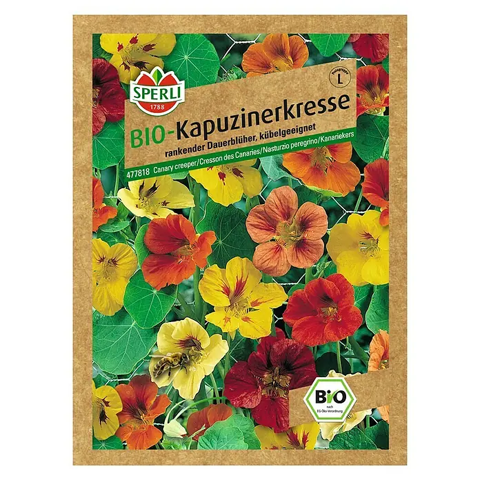 Sperli Kräutersamen Kapuzinerkresse - Bio, Tropaeolum majus, Saatzeit: Mai