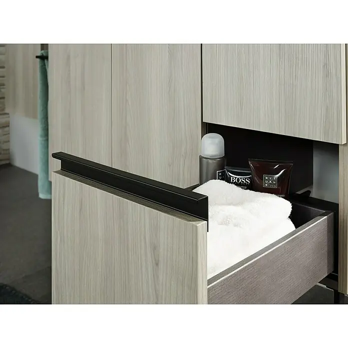 Riva Structure Waschtischunterschrank - 89,5 x 46 x 84,5 cm, Silbergrau, Matt