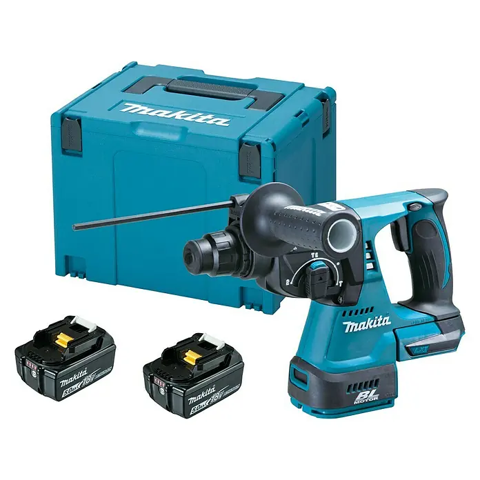 Makita Martillo perforador de batería DHR242RTJ - 18 V, 2 baterías, 5 Ah, Número de revoluciones de marcha en vacío: 0 r.p.m. - 950 r.p.m.