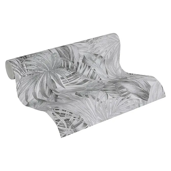 AS Creation Greenery Vliestapete Dschungel - Schwarz/Weiß, Floral, 10,05 x 0,53 m - Vorderansicht