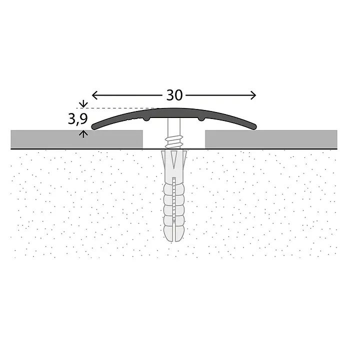 LOGOCLIC Prehodni profil 130 - Srebrne barve, 1 m x 30 mm x 3,9 mm, Vrsta montaže: Vijaki - Posnetek od blizu
