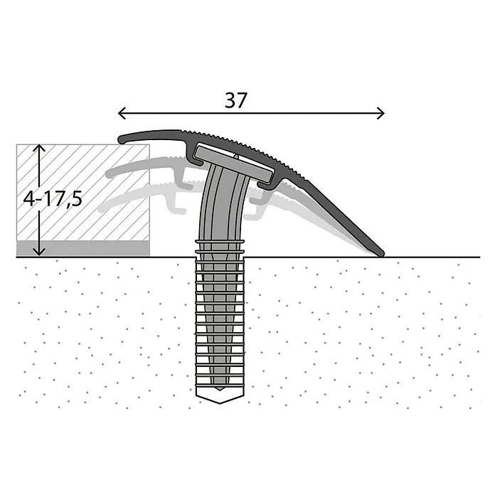 LOGOCLIC Anpassprofil 205 - Eiche Grau, 0,9 m x 37 mm, Montageart: Schrauben - Detailaufnahme