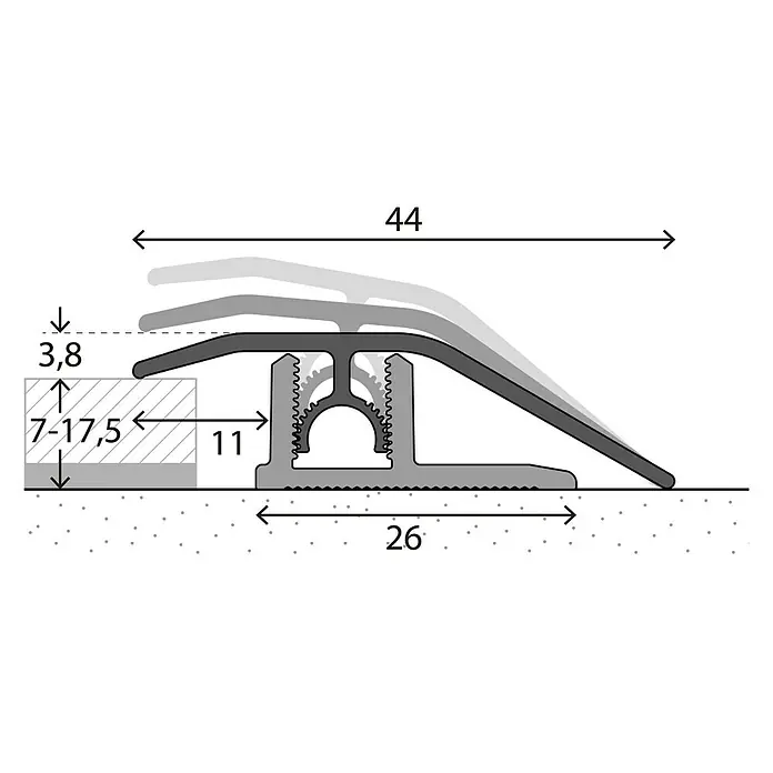 LOGOCLIC Anpassprofil 307 - Eiche Weiß, 0,9 m x 44 mm, Montageart: Stecken - Detailaufnahme