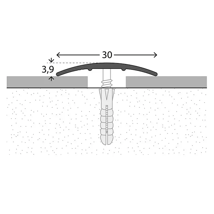 LOGOCLIC Übergangsprofil 130 - Silber, 2,7 m x 30 mm x 3,9 mm, Montageart: Schrauben - Detailaufnahme