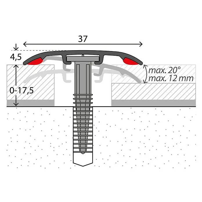 LOGOCLIC Universalprofil 3in1 Breakwater - 0,9 m x 37 mm x 4,5 mm, Montageart: Schrauben - Detailaufnahme