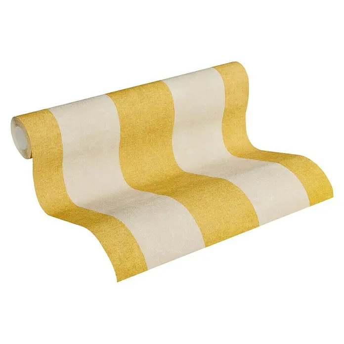 AS Creation Paradise Garden Vliestapete Blockstreifen - Beige/Gelb, Streifen, 10,05 x 0,53 m - Vorderansicht