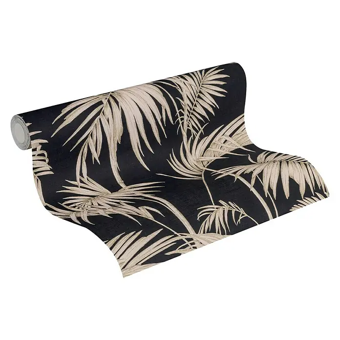 AS Creation Metropolitan Stories Vliestapete Gräser - Schwarz/Beige, Floral, 10,05 x 0,53 m - Vorderansicht