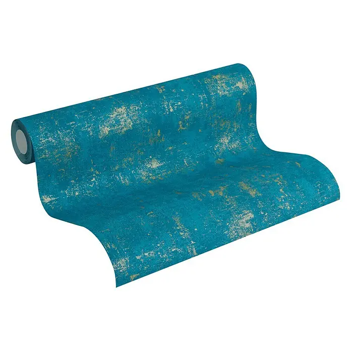 AS Creation Trendwall Vliestapete - Blau/Gold, Betonoptik, 10,05 x 0,53 m - Vorderansicht