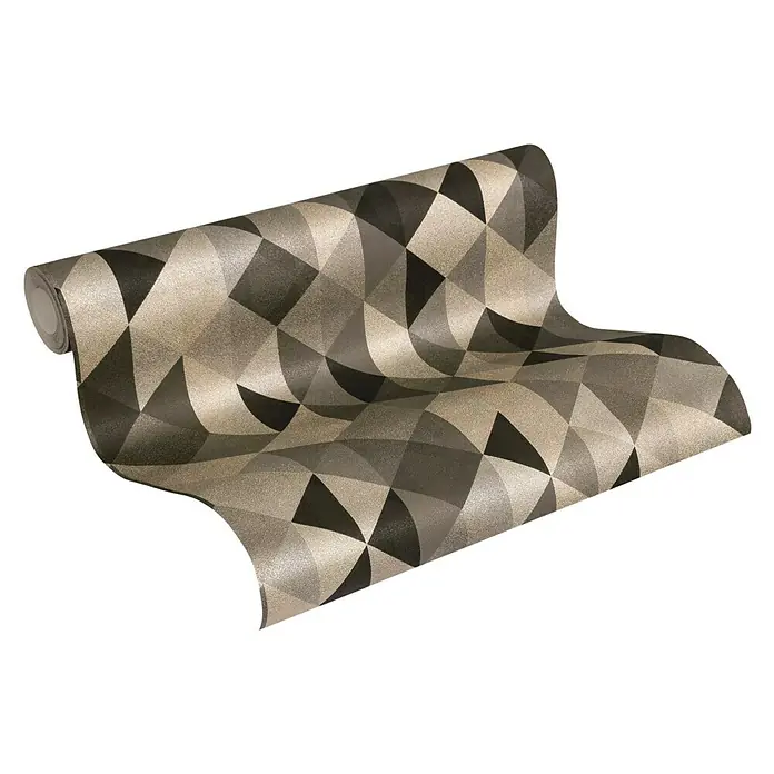 AS Creation Trendwall Vliestapete - Braun/Gold, Grafisch, 10,05 x 0,53 m - Vorderansicht