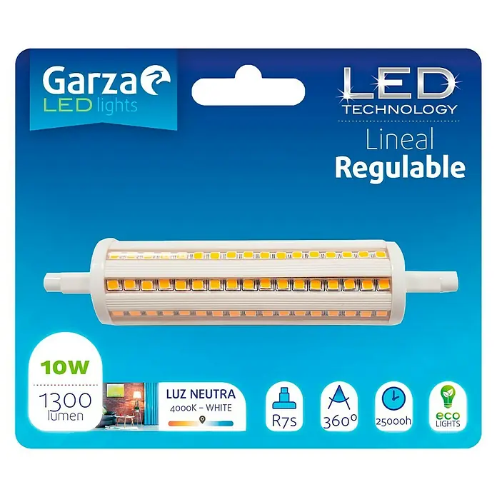 Garza Bombilla LED Lineal - R7s, 10 W, Blanco neutro, 1.300 lm
