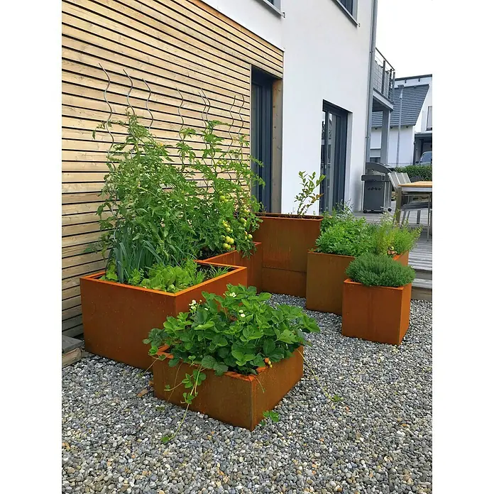 Palatino Exlusive Line Pflanzkasten Carlotta - Außenmaß (L x B x H): 120 x 40 x 25 cm, Metall, Rotbraun - Anwendungsbeispiel