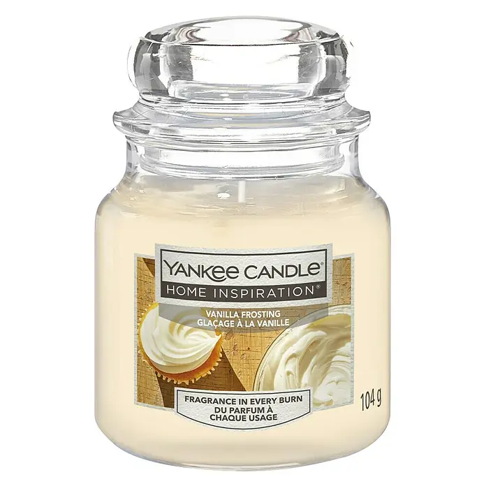 Yankee Candle Home Inspirations Duftkerze - Im Glas, Vanilla Frosting, Small - Vorderansicht