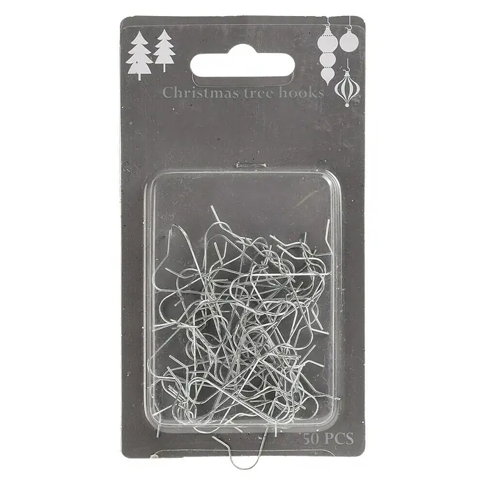 Ophanghaak voor kerstballen - 50 st., Zilver