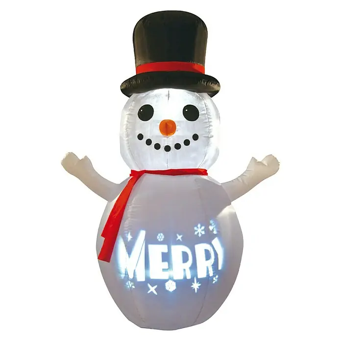 Sneeuwpop - Hoogte: 180 cm, Polyester, Led, Zelfopblazend