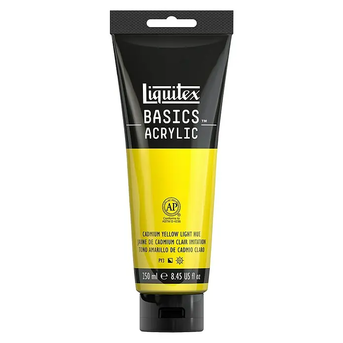 Liquitex Basics Akrilna boja - Boja: Kadmij svijetložuto, 250 ml, Tuba - Pogled sprijeda