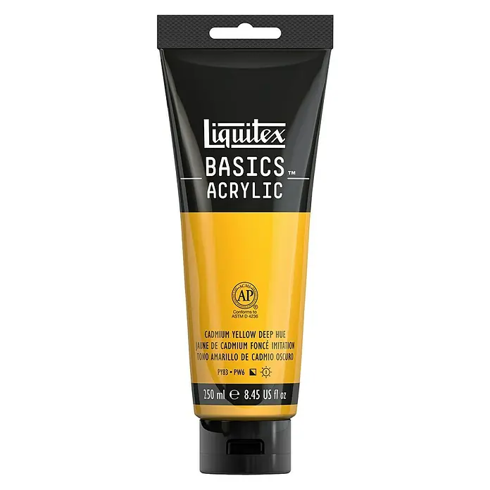 Liquitex Basics Akrilna boja - Boja: Kadmij tamnožuto, 250 ml, Tuba - Pogled sprijeda