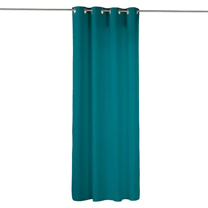 Cortina con ollaos Velvet - 140 x 270 cm, 100% poliéster, Turquesa