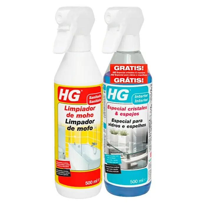 HG Productos de limpieza Moho y cristales - 2 uds., Botella rociadora