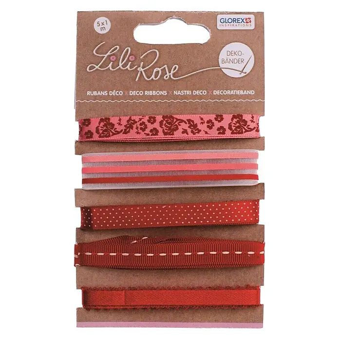 Glorex Bastelband Deko-Bänder - Rot-Mix, 100 cm - Vorderansicht