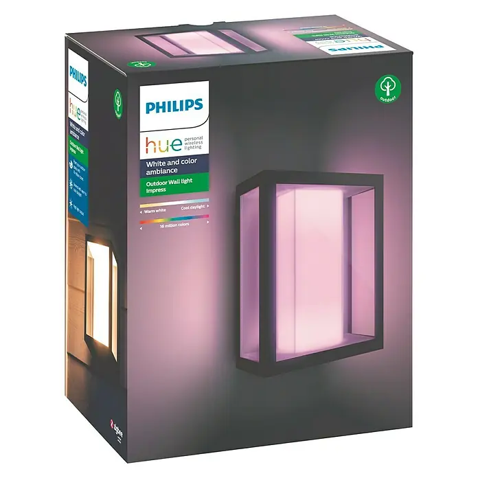 Philips Hue Aplique exterior LED Impress cuadrada - 8 W, 11,7 x 19 x 24 cm, Negro, IP44
