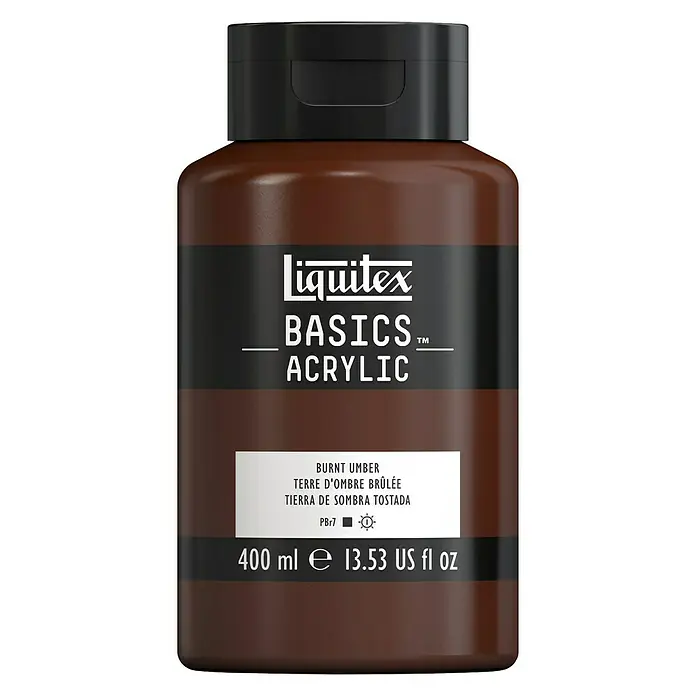 Liquitex Basics Akrilna boja - Boja: Umbra pečeno, 400 ml, Boca - Pogled sprijeda