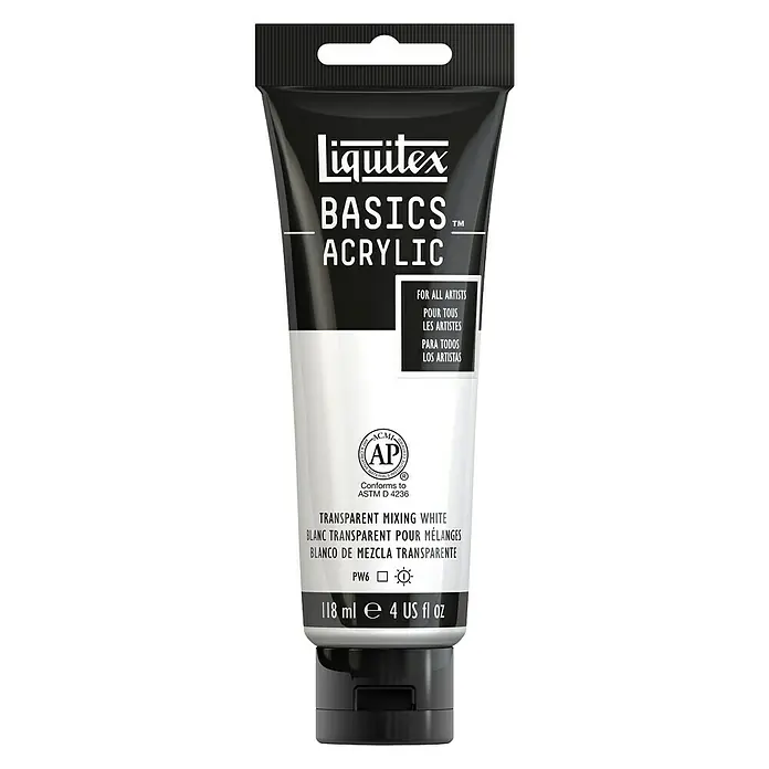 Liquitex Basics Akrilna boja - Boja: Prozirna miješana bijela, 118 ml, Tuba - Pogled sprijeda