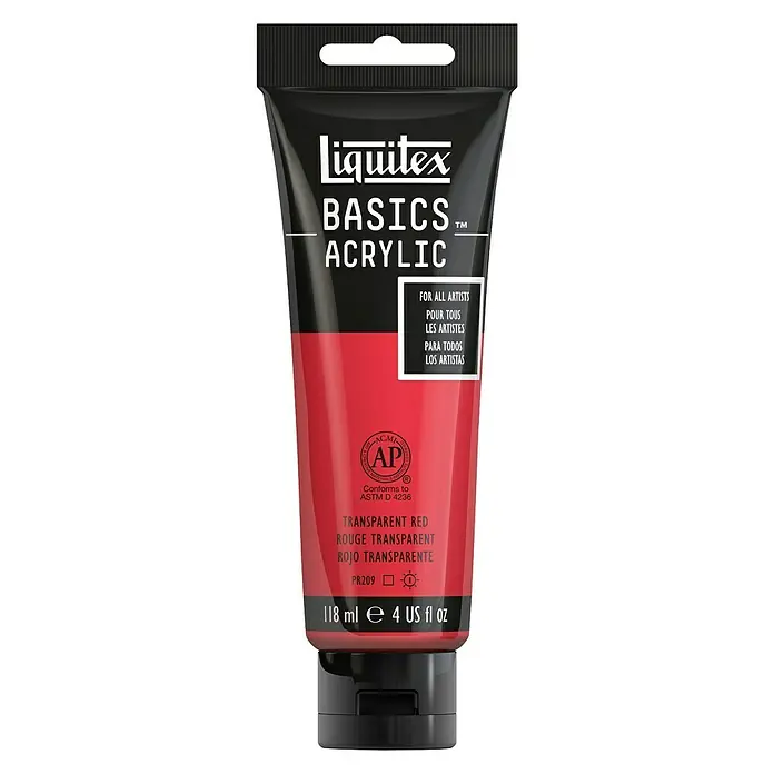 Liquitex Basics Akrilna boja - Boja: Prozirno-crvena, 118 ml, Tuba - Pogled sprijeda