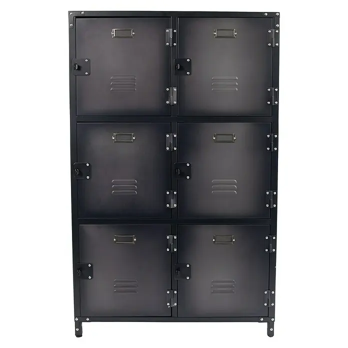 Metallschrank Vintage Industrial Style - 35 x 75 x 120 cm, Anzahl Türen: 6 Stk., Anzahl Fächer: 6 Stk. - Vorderansicht