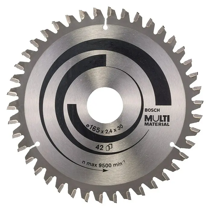 Bosch Kreissägeblatt Multimaterial - Durchmesser: 165 mm, Bohrung: 30 mm, Anzahl Zähne: 54 Zähne - Vorderansicht