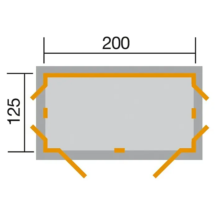 Weka GartenQ Geräteschrank Kompakt - Außenbreite inkl. Dachüberstand: 224 cm, Außentiefe inkl. Dachüberstand: 155 cm, Holz, Grau, Weiß - Ansicht von oben
