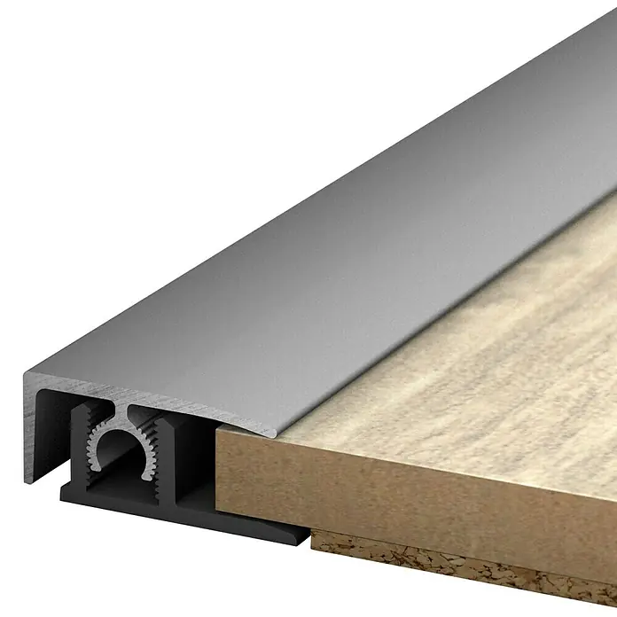 LOGOCLIC Afsluitprofiel 313 - Zilver, 0,9 m x 26 mm, Montagemethode: Insteken - Close-up