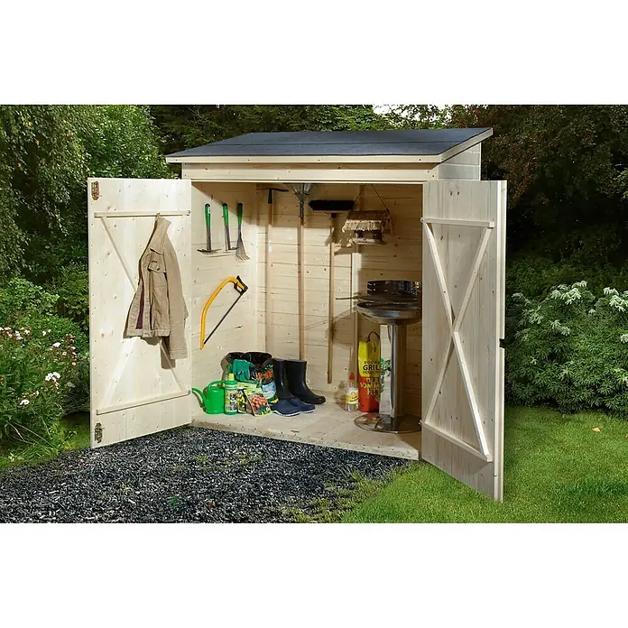 Weka Geräteschrank 361 - Außenbreite inkl. Dachüberstand: 173 cm, Außentiefe inkl. Dachüberstand: 105 cm, Holz, Natur