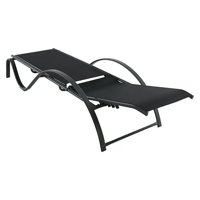 Sunfun Ležaljka za sunčanje Ikara - Š x D x V: 63 x 195 x 96 cm, Naslon od tekstila, Crne boje, S podesivim naslonom za leđa
