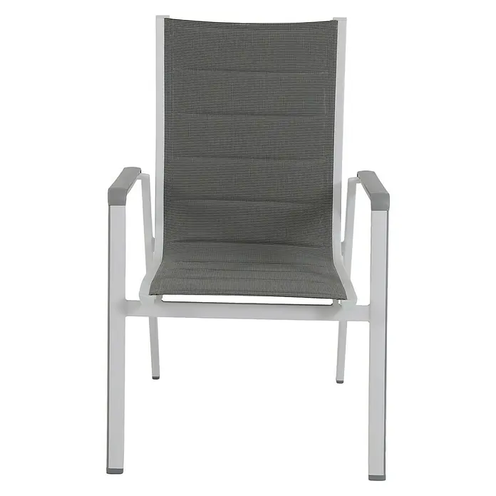 MWH Silla de jardín Futosa - Gris, Blanco, Textilene, Ancho: 64,5 cm