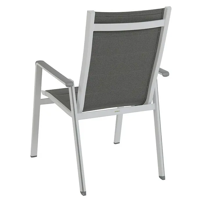 MWH Silla de jardín Futosa - Gris, Blanco, Textilene, Ancho: 64,5 cm